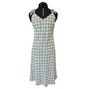 Sunland 17 Womens Green Geometric Link Tie Strap Midi Dress Large Minimalist USA
